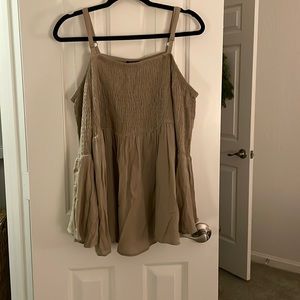 Torrid, 0, beige cold shoulder top with bell sleeves